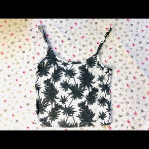 dark grey palm tree pacsun tank top cropped